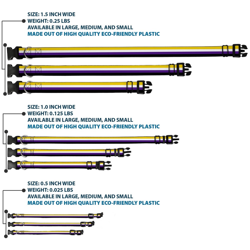 Plastic Clip Collar Flag Non-Binary Stripe NARROW-Large 9.5-14.5"