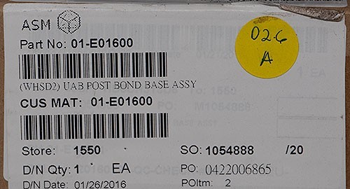 NEW ASM PN: 01-E01600 (WHSD2) UAB Post Bond Base Assembly/Assy