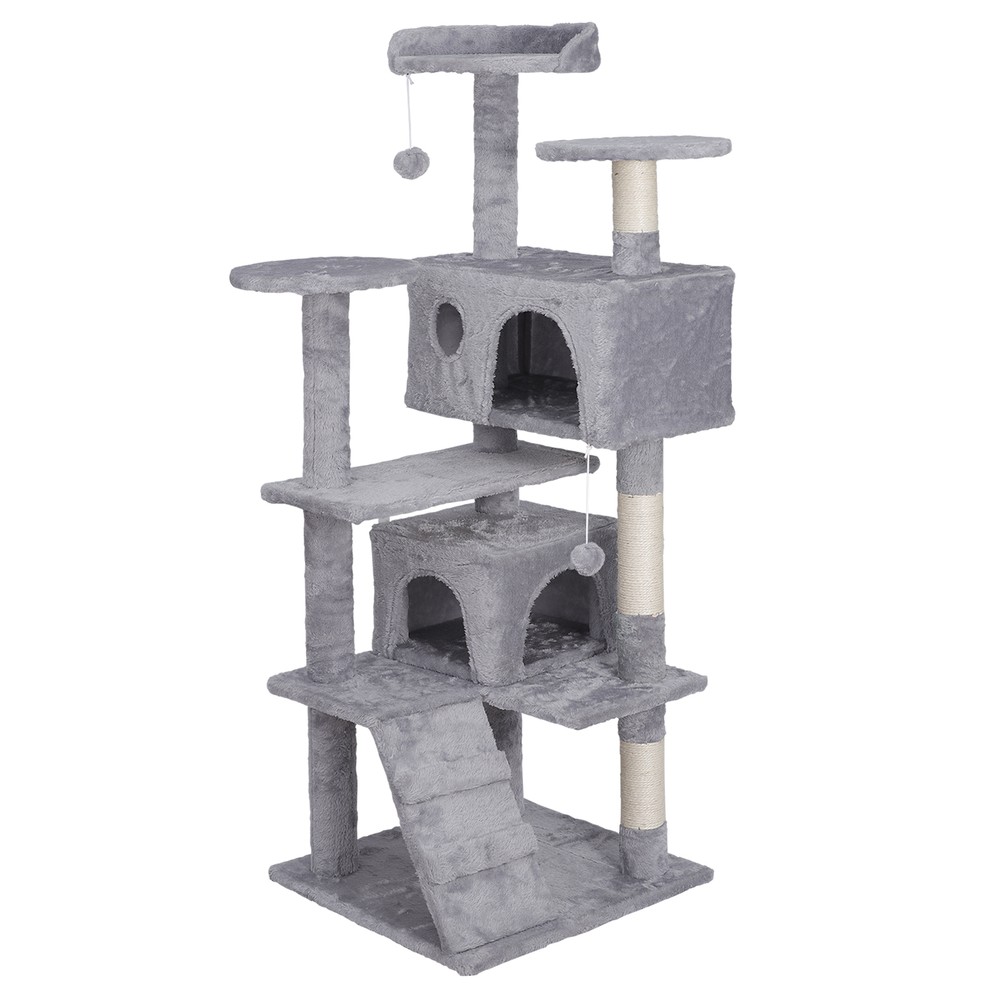 55" Cat Tree Multi Level Tower Condo Activity Center Scrathching Post Light Grey