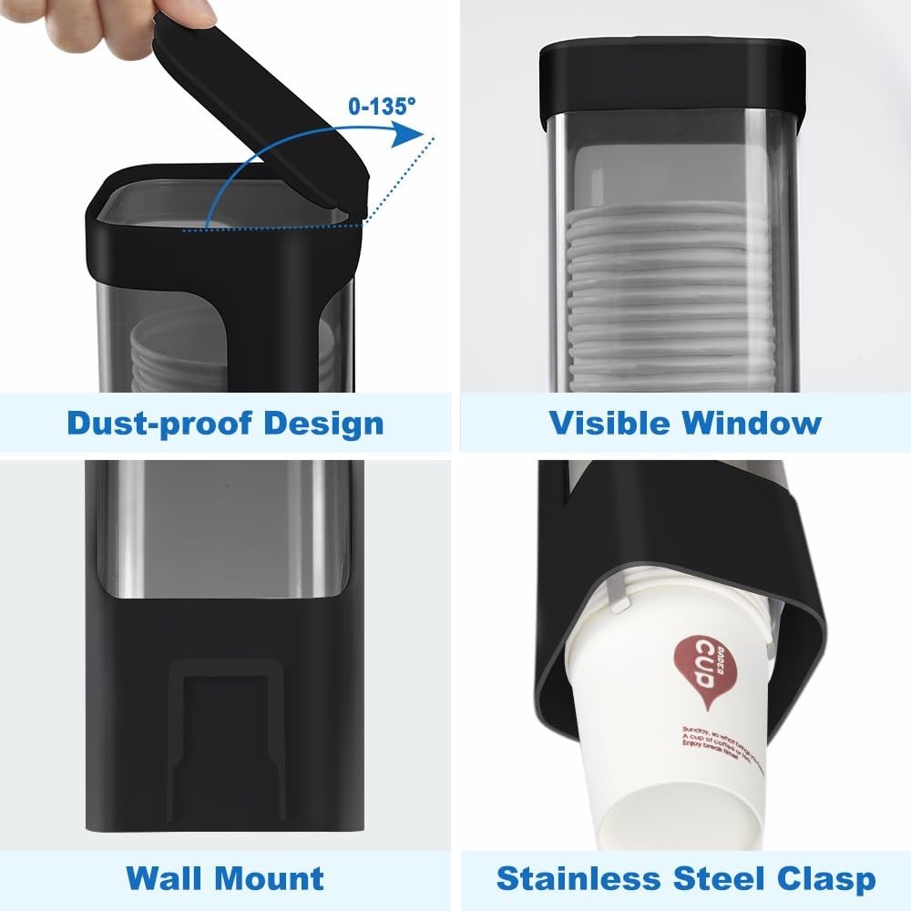 Wall Mount Pull Type Cup Dispenser Holder for 3-5oz Small Bathroom Water Cooler