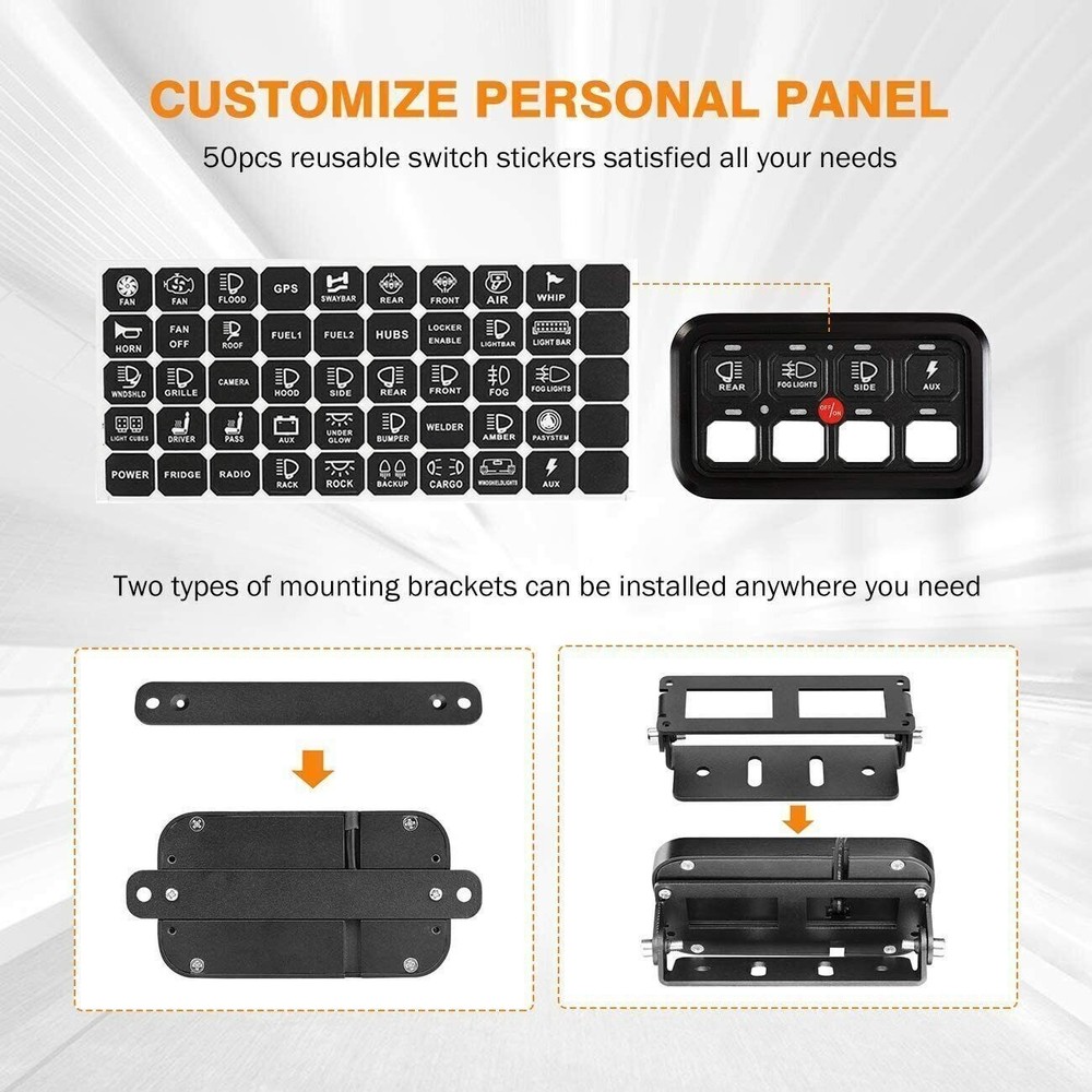 AUXBEAM 8 Gang Switch Panel Light Bar Pods ON/OFF Control Blue Backlit ATV UTV