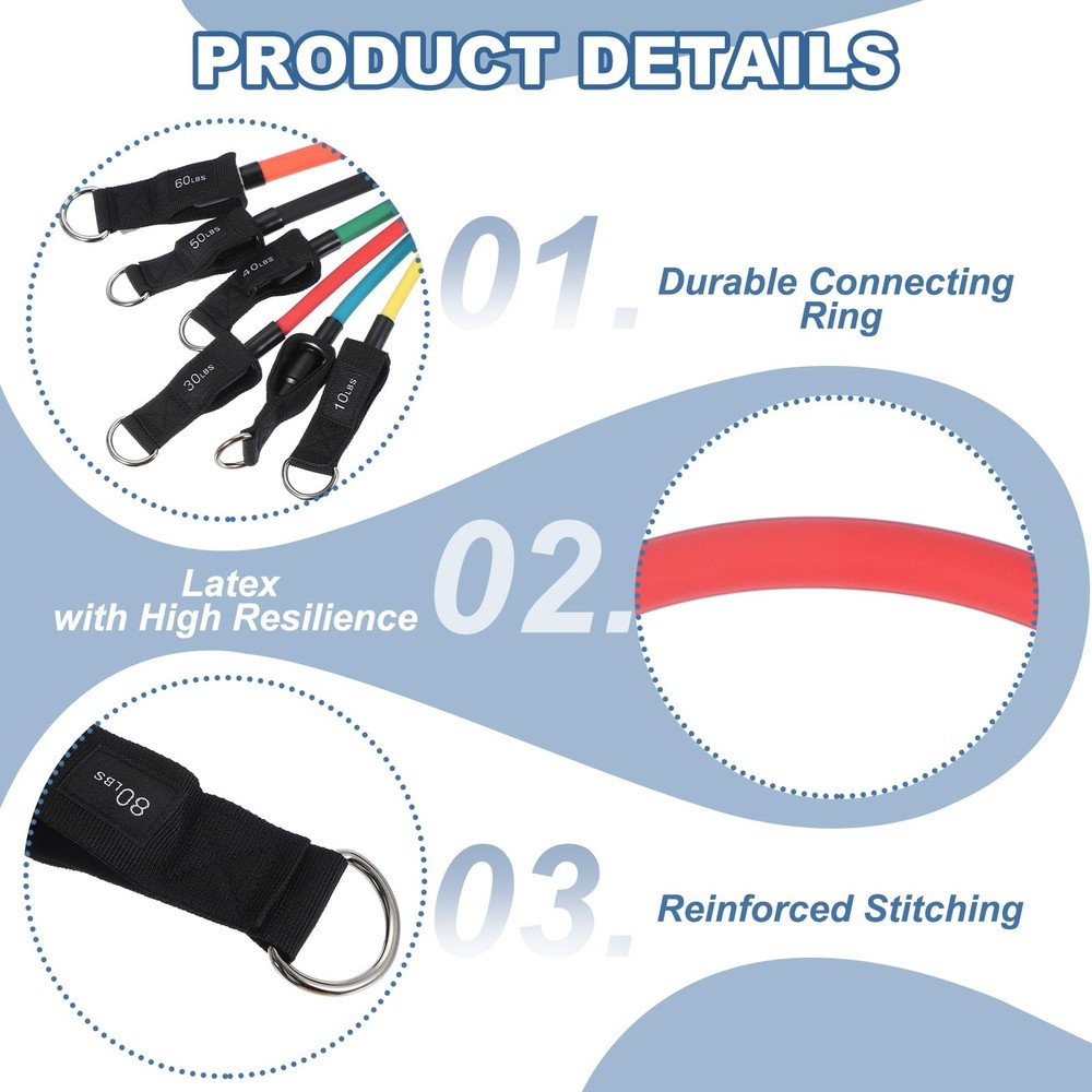 Resistance Tube Bands, 30 lbs Stackable Single Resistance Band Exercise Band ...