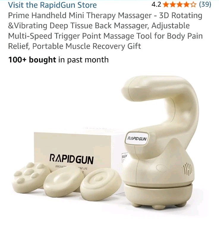 Prime Handheld Mini Therapy Massager - 3D Rotating &Vibrating Deep Tissue Bac...