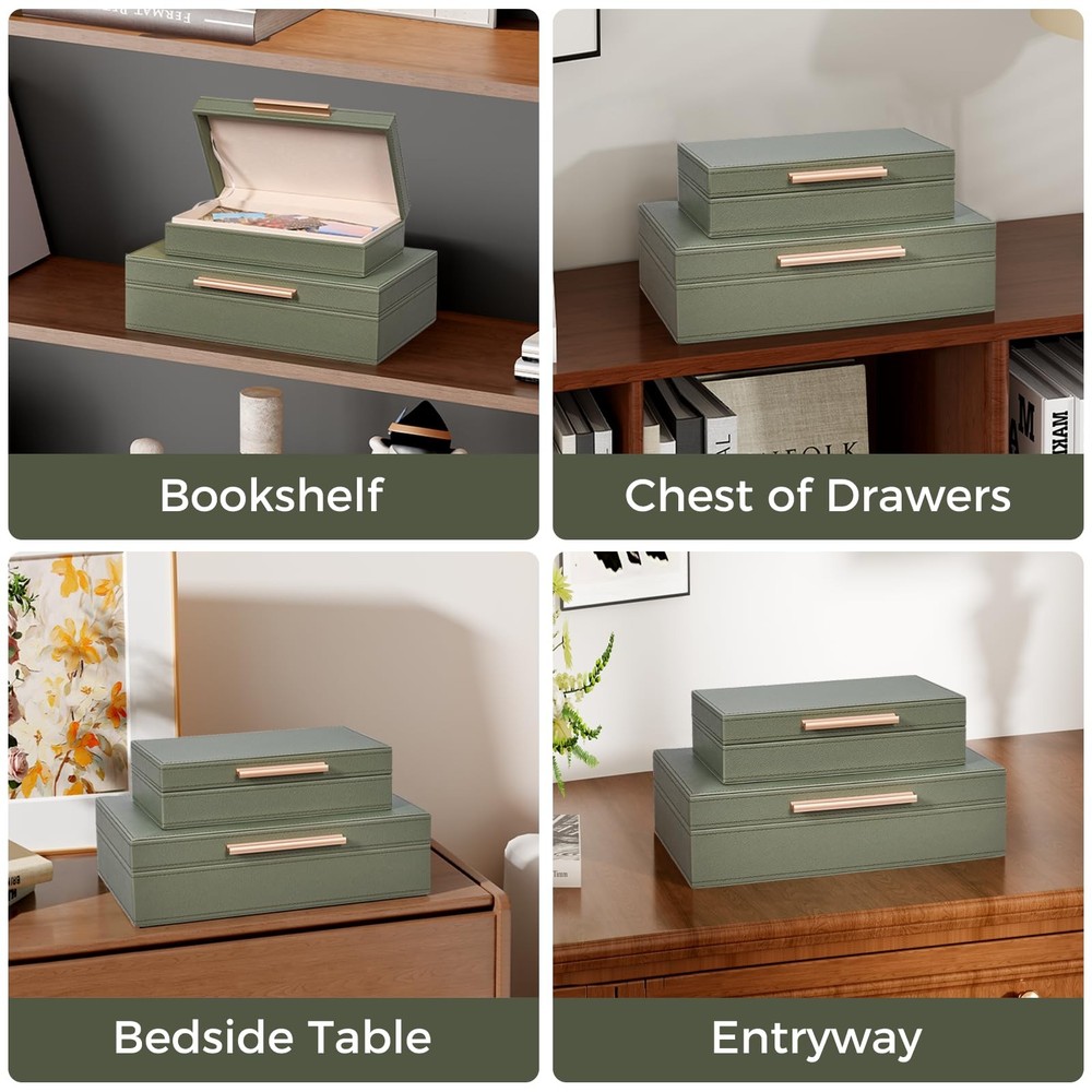 Decorative Boxes with Lids 2-Set, Memory Box for Keepsakes, Saving Space, Bea...