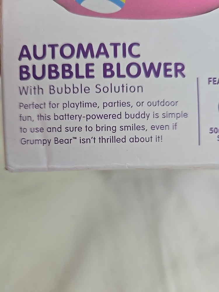 Care Bear Cheer Bear Automatic Bubble Blower W/ Solution Battery Operated Easter