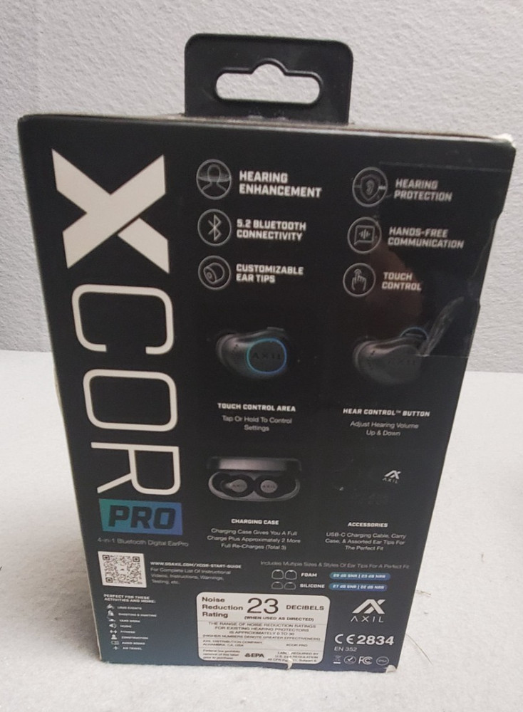 AXIL XCOR PRO Bluetooth Tactical Earbuds Includes Charging Case Black XCOR-R