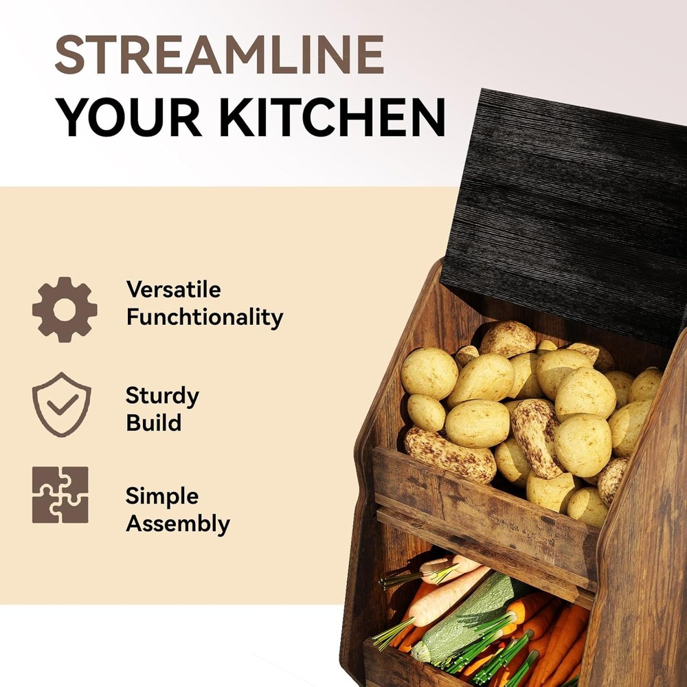 ARTETHYS Potato Storage Bin Movable Bread Box