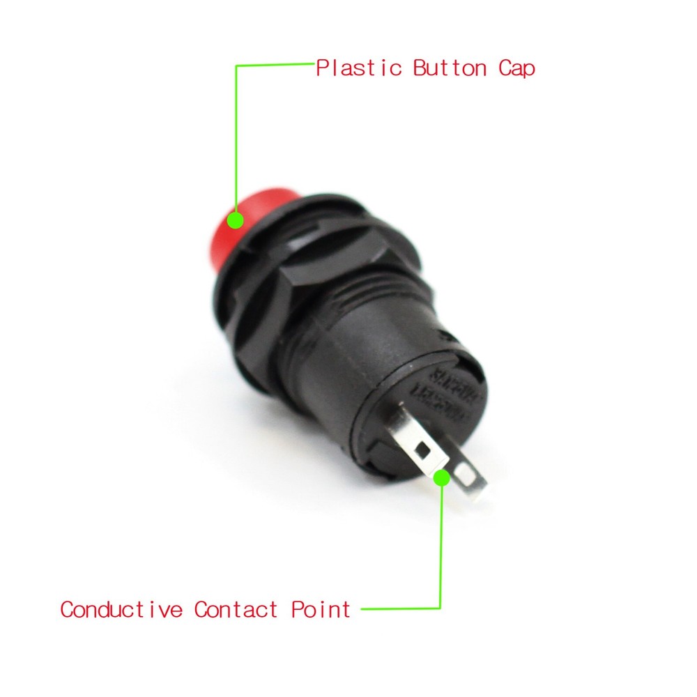 3 Pack SPST Normally On Off Open Momentary Push Button Switch Red