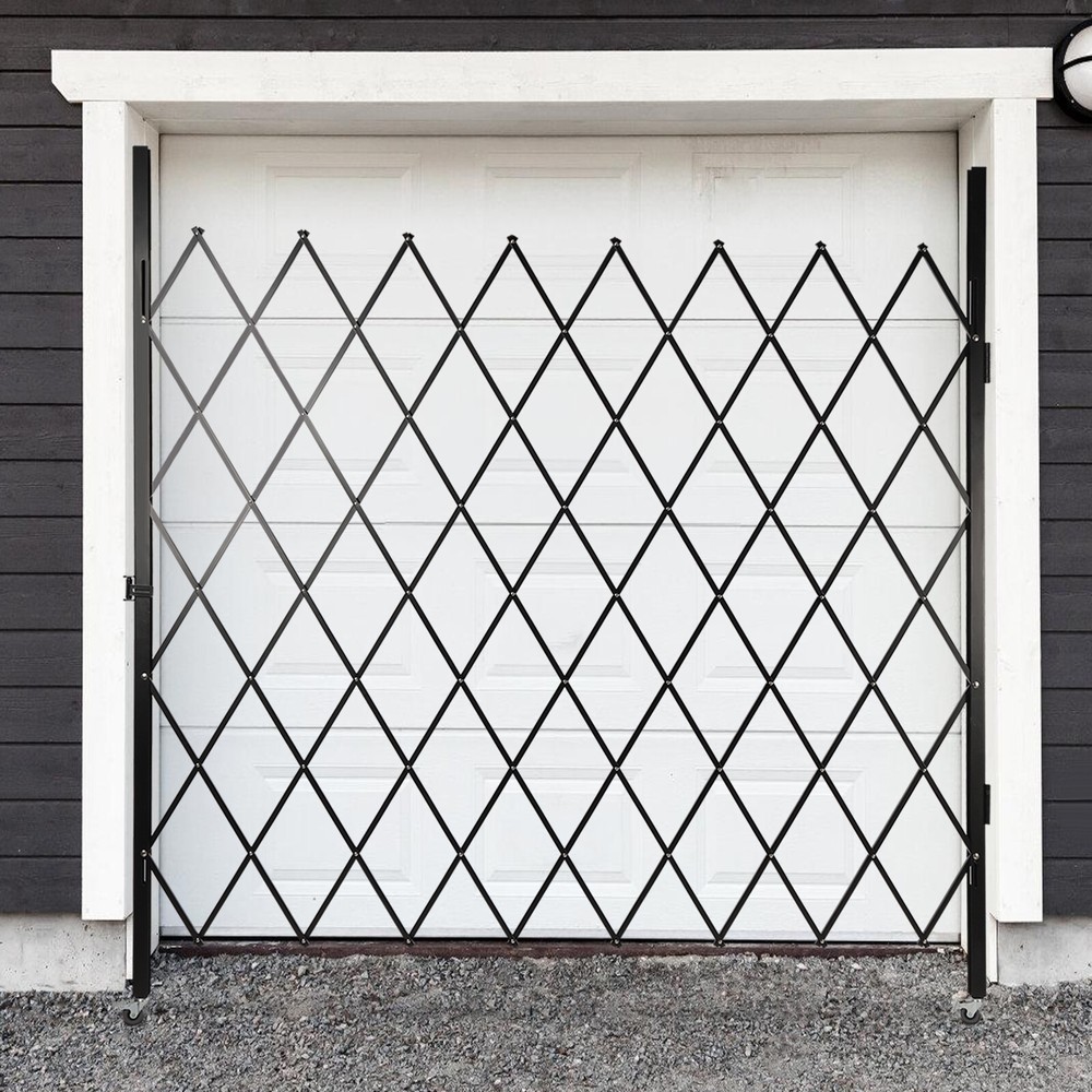 Folding Security Gate Single Folding Door Gate 6.5'x6.5' ft Rolling Scissor Gate