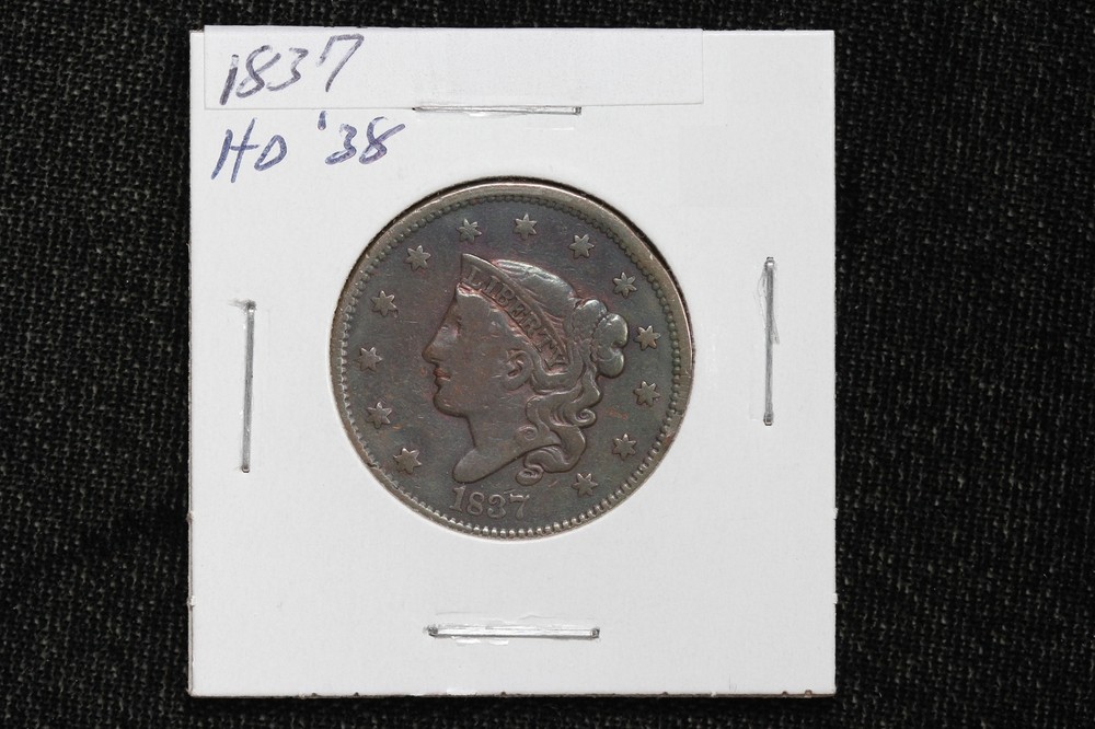 1837 Coronet Head Large Cent Head of 1838 2GRA