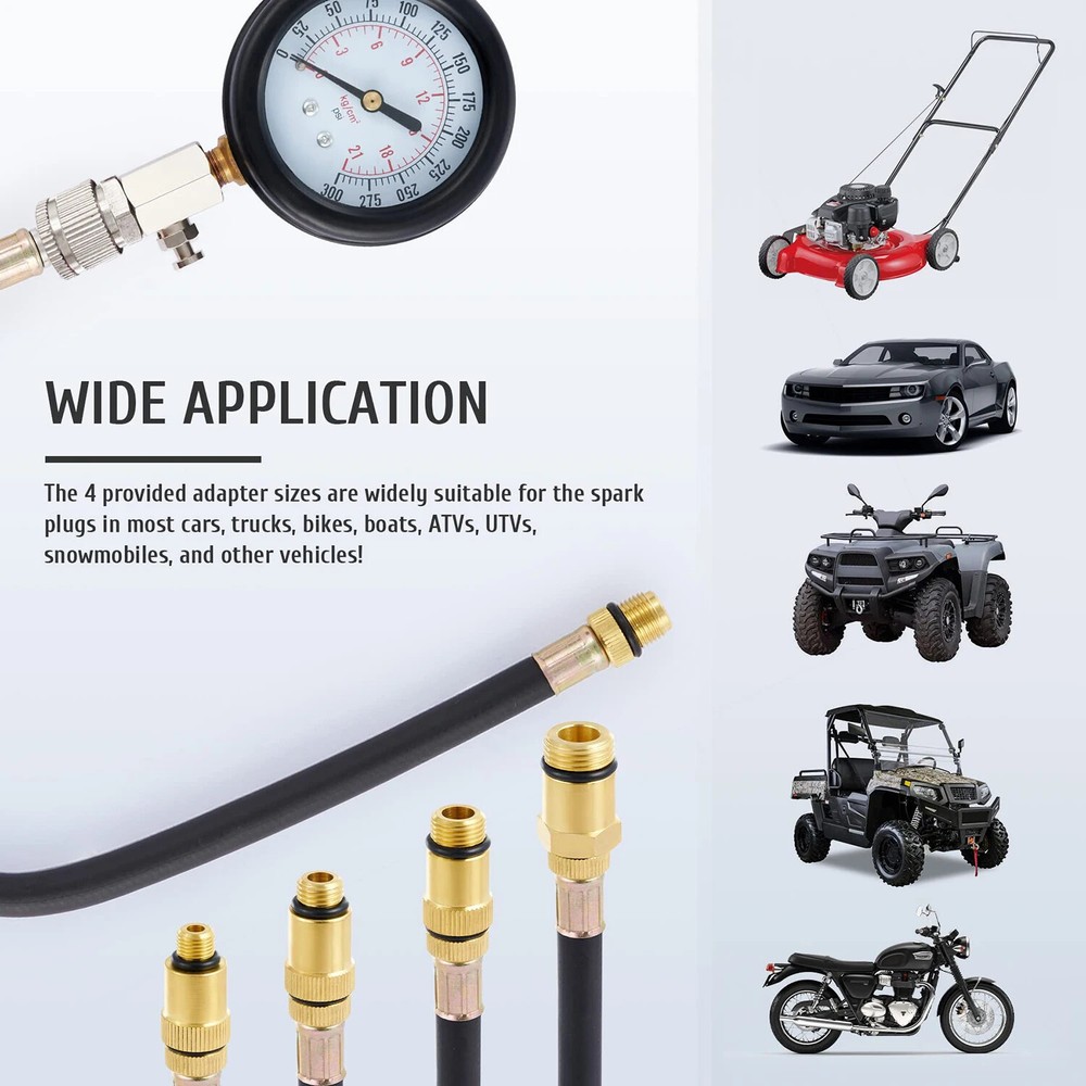 Gasoline Engine Compression Meter Adapter Pressure Gauge Auto Cylinder TesterKit