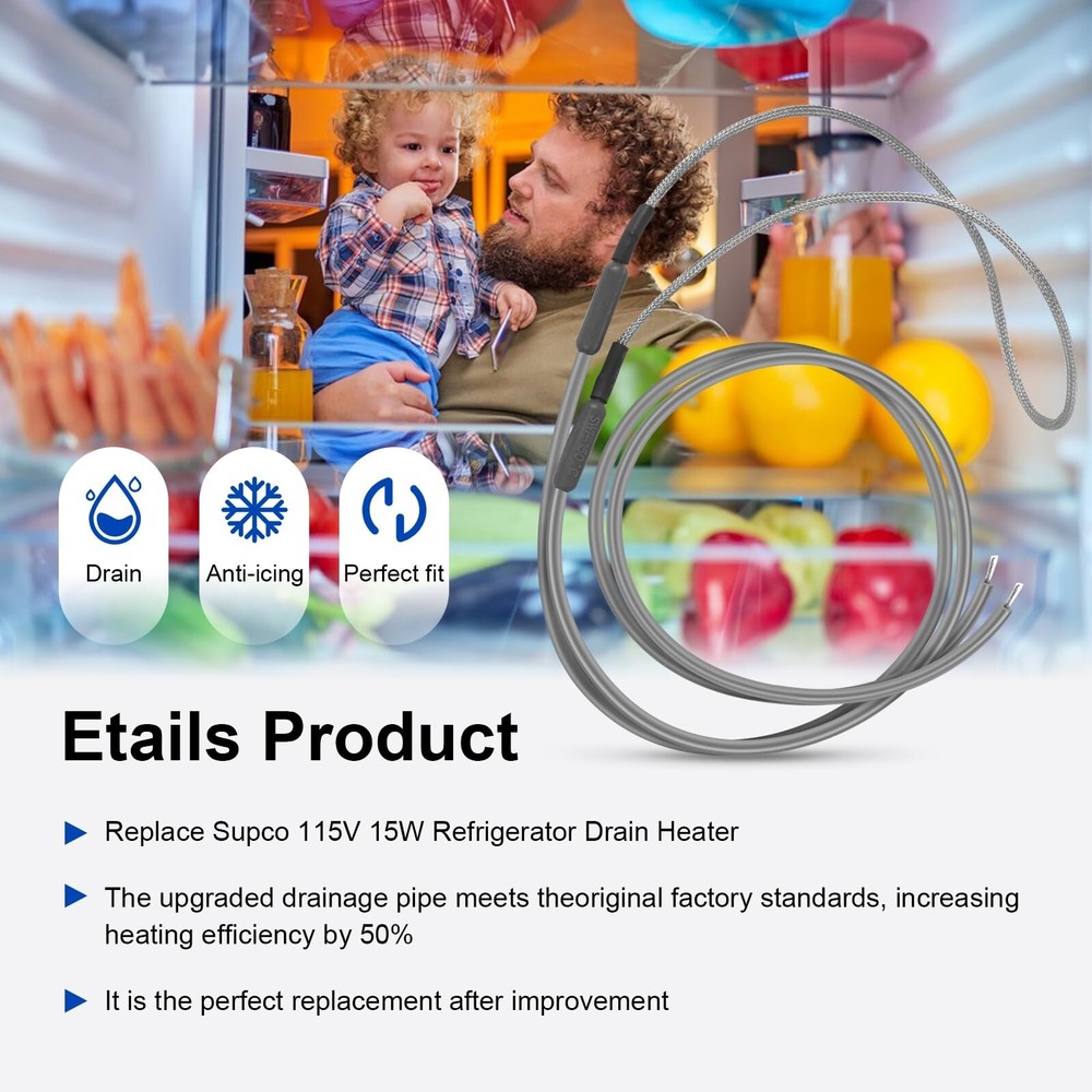 SH201 Drain and Door Braided Aluminum Heater for Samsung and most supco refri...