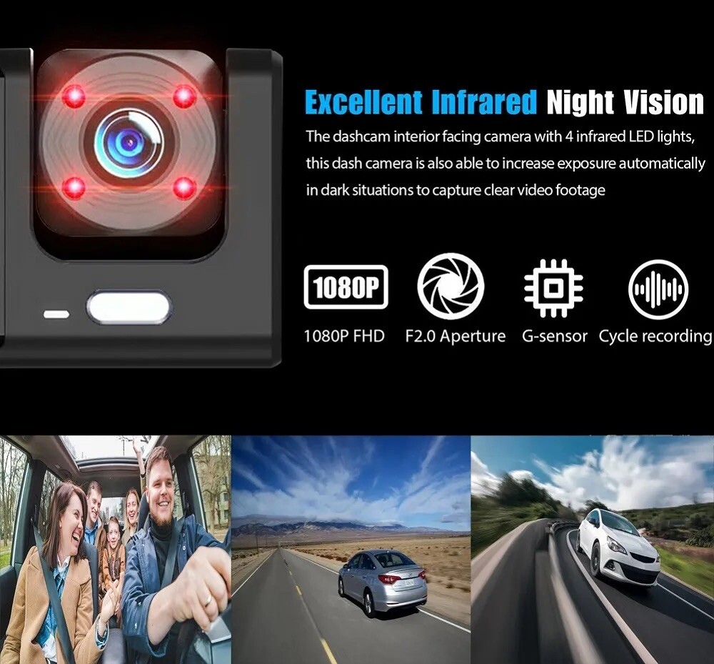 Dash camera front and rear Hd 1080 ,G Sensor ,motion Detection, Night Vision