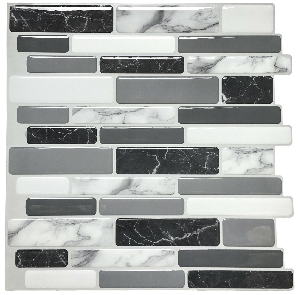 Art3d Peel and Stick Tile Kitchen Bathroom Backsplash Grey White Brick Stick