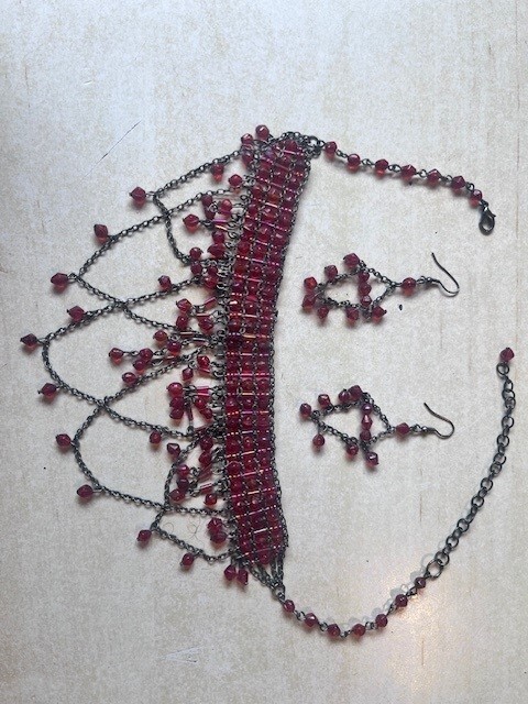 Reenactment Necklace & Earring Set Red