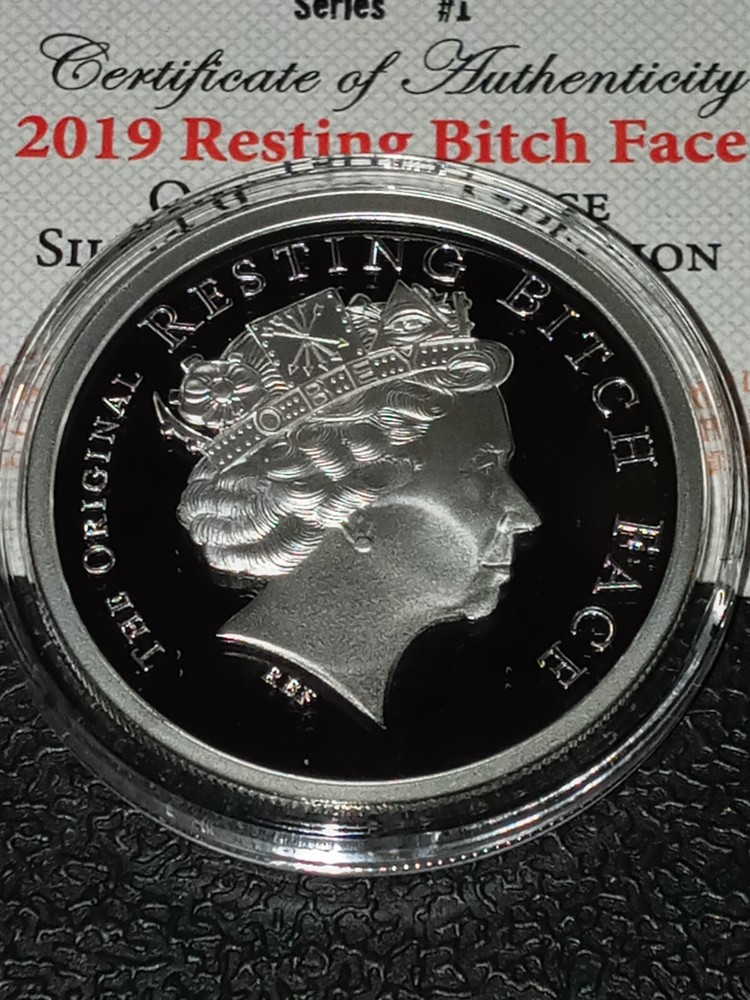 2019 1oz silver  RBF Resting Bitch Face Proof Silver Shield Obey! Queens Beasts