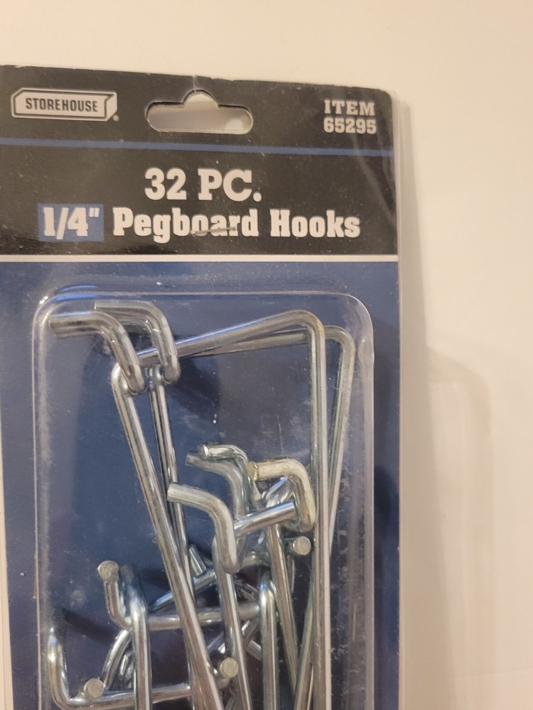 Storehouse Pegboard hooks 1/4" Pegboard Hooks 32 PC NEW