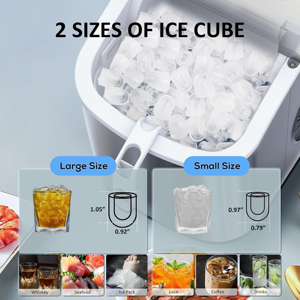 Countertop Ice Maker Portable Ice Machine with Handle,Self-Cleaning Bullet Ice M