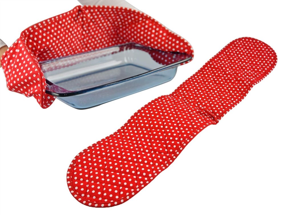 2-PACK Home-X 32” Double Oven Mitt Extra Long Potholder  Red/White  NEW