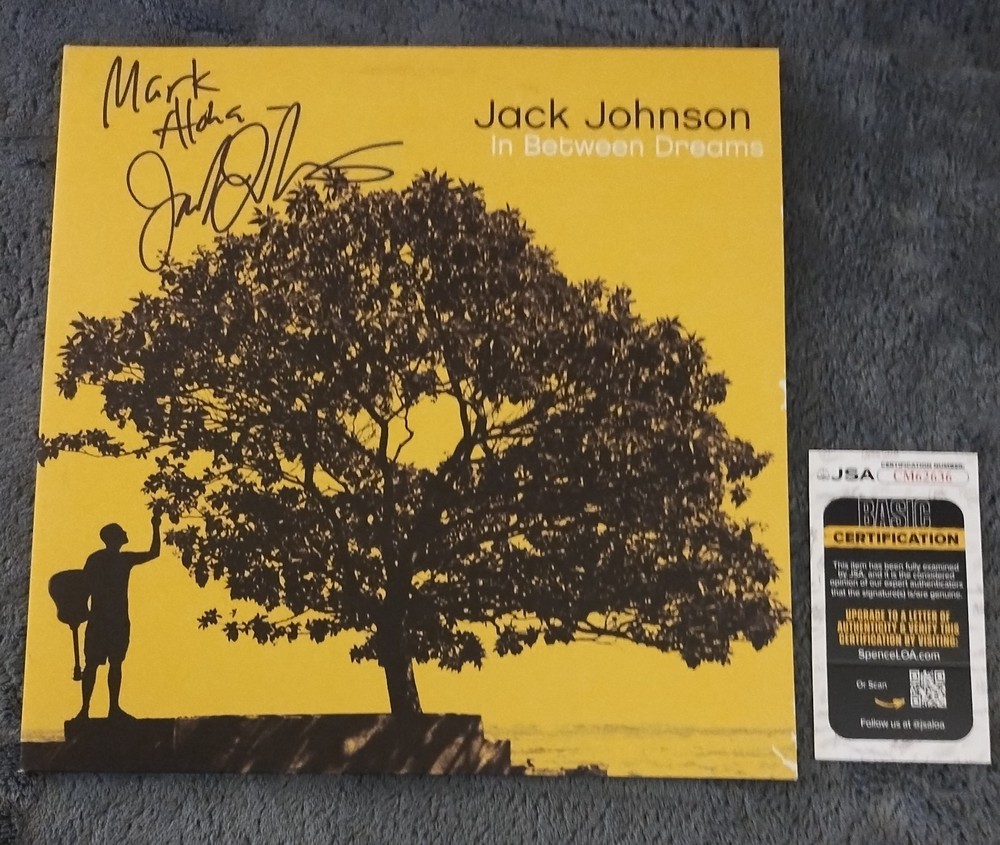 JACK JOHNSON SIGNED IN BETWEEN DREAMS VINYL LP COA MARK JSA AUTHENTICATED