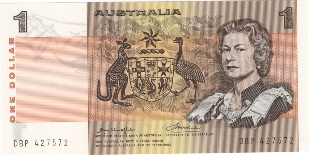 1976 Australia $ 1 One Dollar Thick DBP Test Note - R76bi - UNC - # 35014