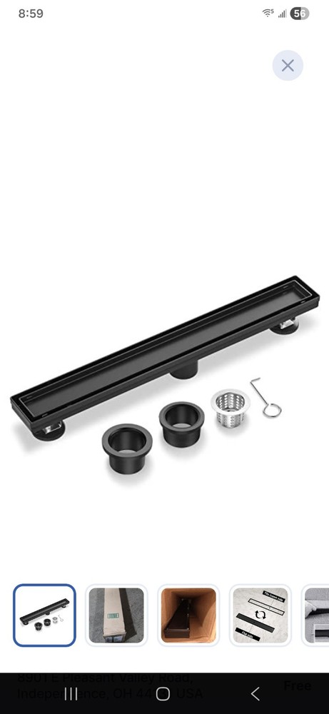 Linear Shower Drain 34 Inch Matte Black with Reversible Flat Tile Insert Cover
