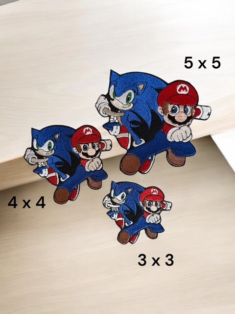Mario/ Sonic Embroidery Patch Multi Sizes