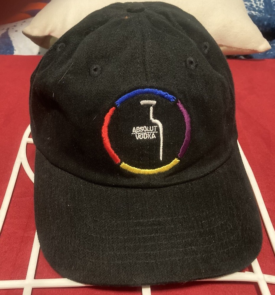 Absolut Vodka Vintage Black Baseball Cap Colored Logo Low Profile Strapback Hat