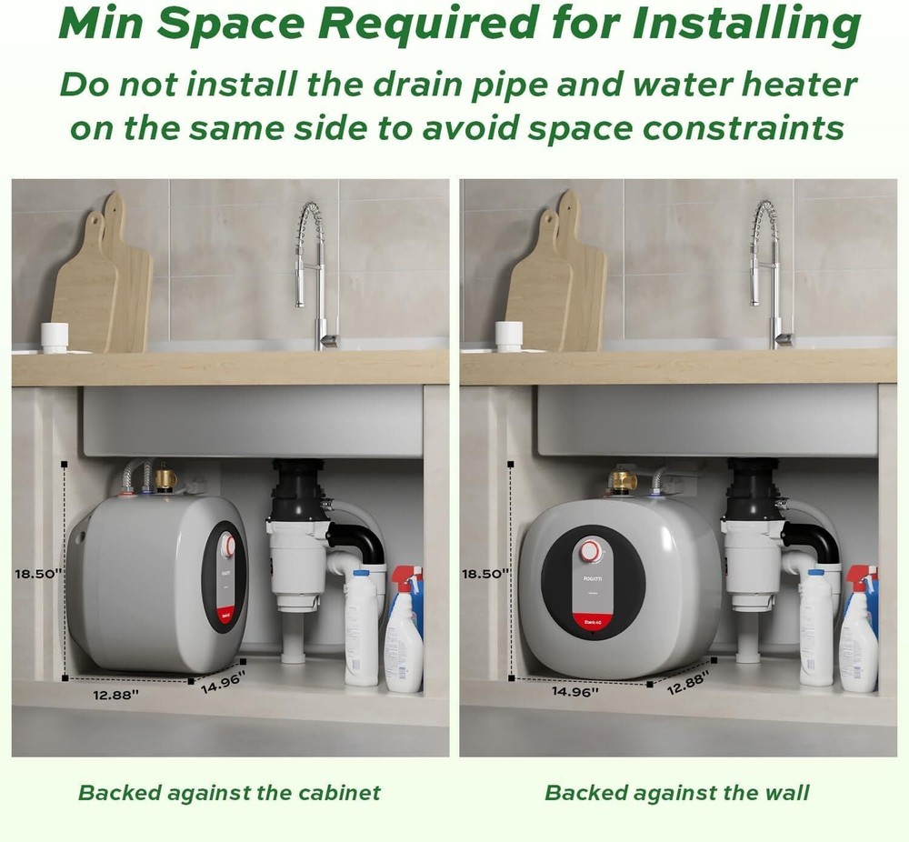 FOGATTI Electric Mini Tank Instant Hot Water Heater for Under Sink RV Camper