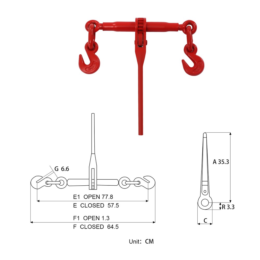 4Pcs Ratchet Chain Pulling Load Hauling Tie Binder Hook Chains 5/16 - 3/8 Inch