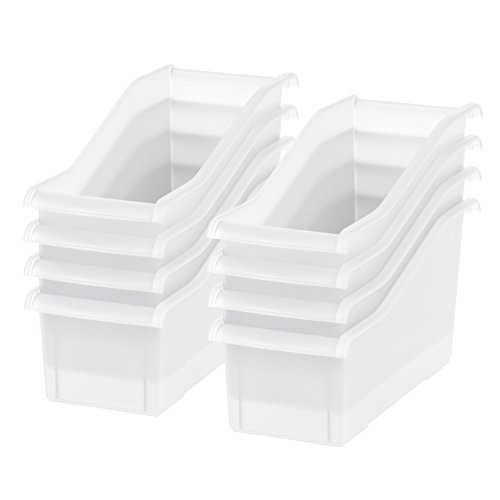 IRIS USA 586133 Connecting Book Bin, 8, 8 Piece Clear