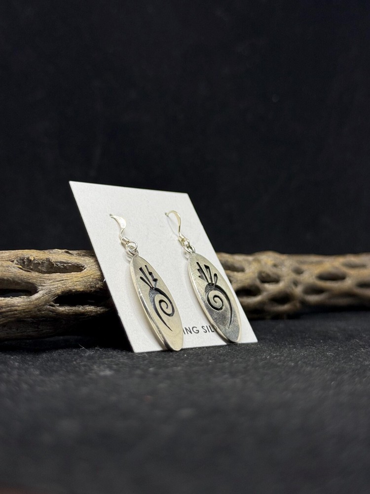 Handmade Native American Hopi Plain Sterling Silver dangle Earrings