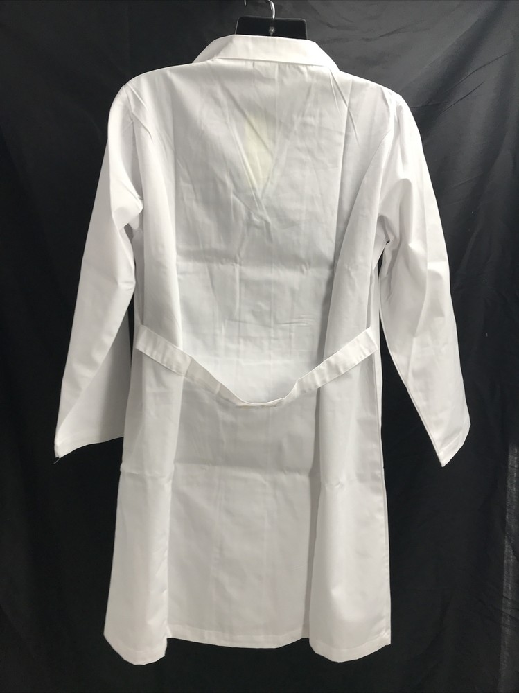 Natural Uniforms Unisex Long Sleeve Solid White Button Up Collared Lab Coat Sz L