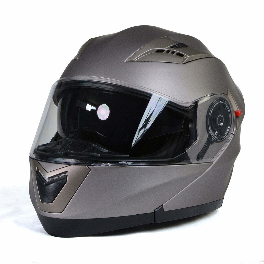 Milwaukee Helmets MPH9808DOT 'Ionized' Silver Advanced Motorcycle Modular Helmet