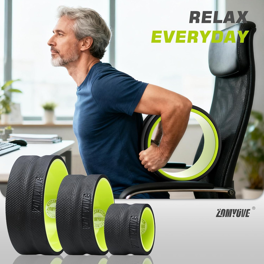 Back Roller Wheel - 3 Pack Yoga Foam Roller for Physical Therapy & Back Stretche