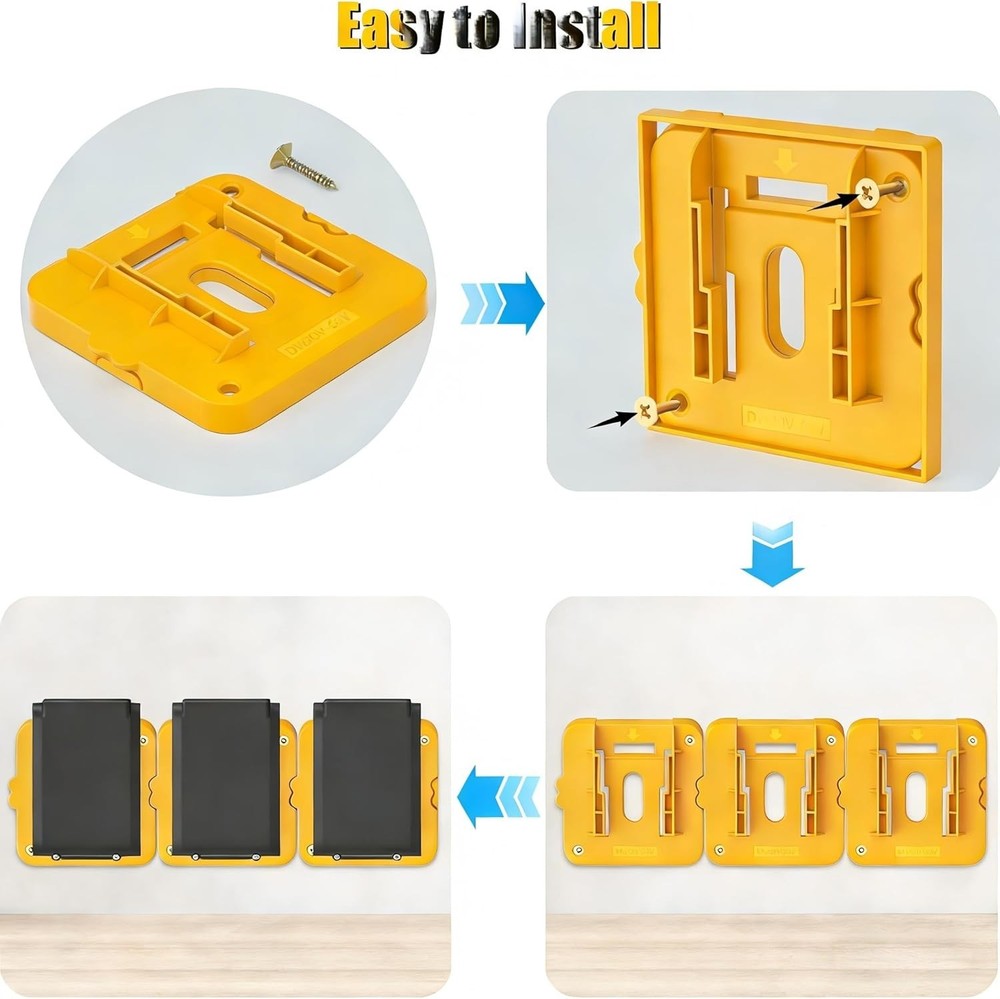 Efficient Battery Storage: 3 Pack Yellow Holders for DW 20V & 60V Batteries