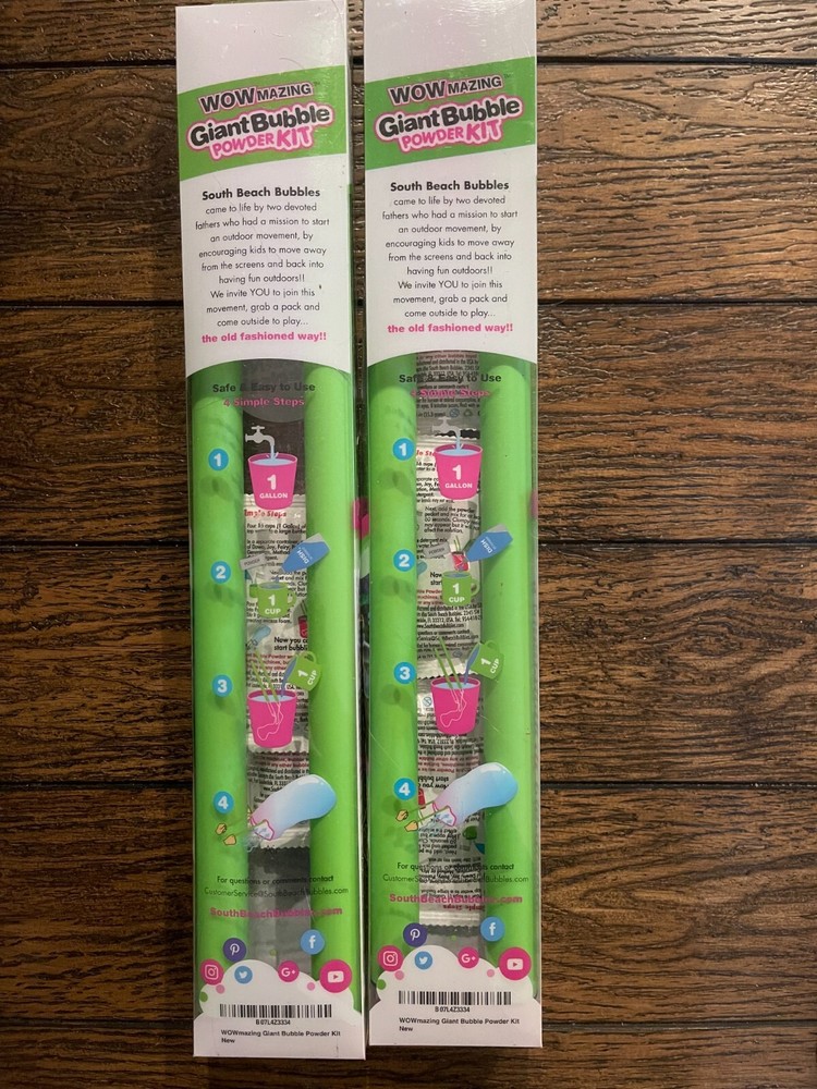 (2) WOWmazing Giant Bubble Powder Kit: Include Large Bubble Wand and 3 Packets