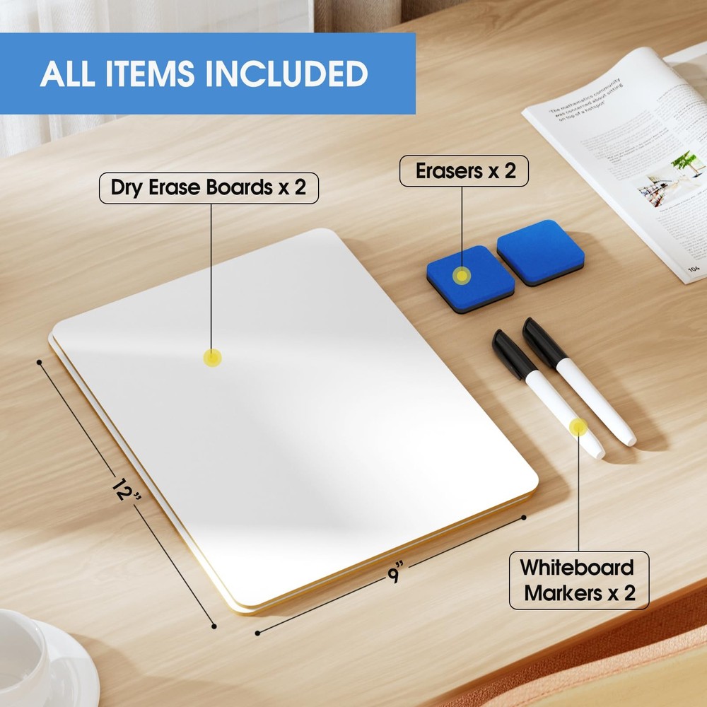 MaxGear Small White Board 2 Pack Dry Erase Boards, 9''x 12'' 2 Count,
