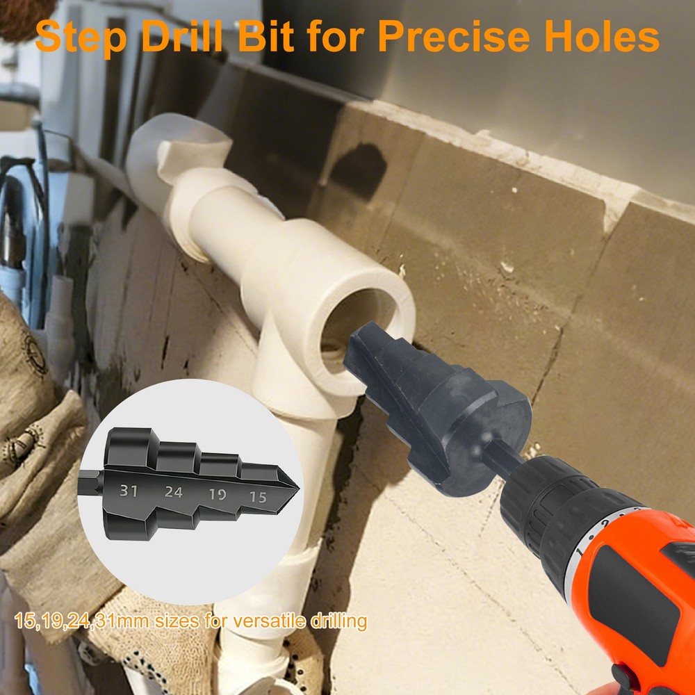 3x PVC Pipe Internal External Thread Cutter Tool Kit 1/2" 3/4" + Step Drill Bit