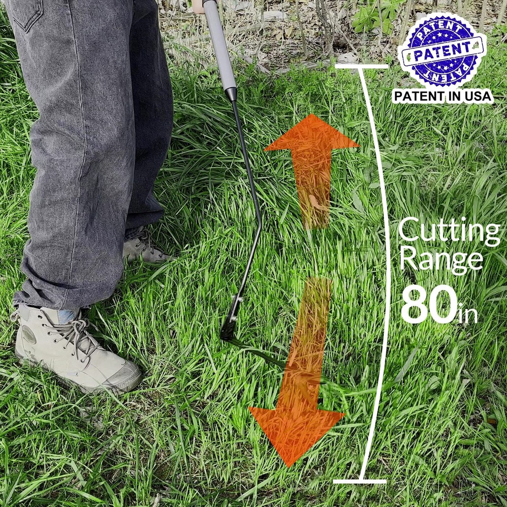 Grass Whip with Double-Edged Serrated Sharp Steel Blade Weed Grass Cutter