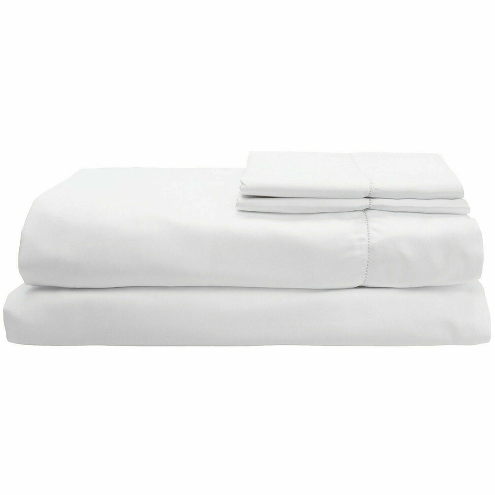 Sferra Matteo White King Sheet Set Solid 100% Cotton Sateen Italy NEW