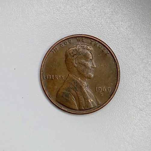 1969 D Lincoln Penny Floating Roof Missing FG Initials Error