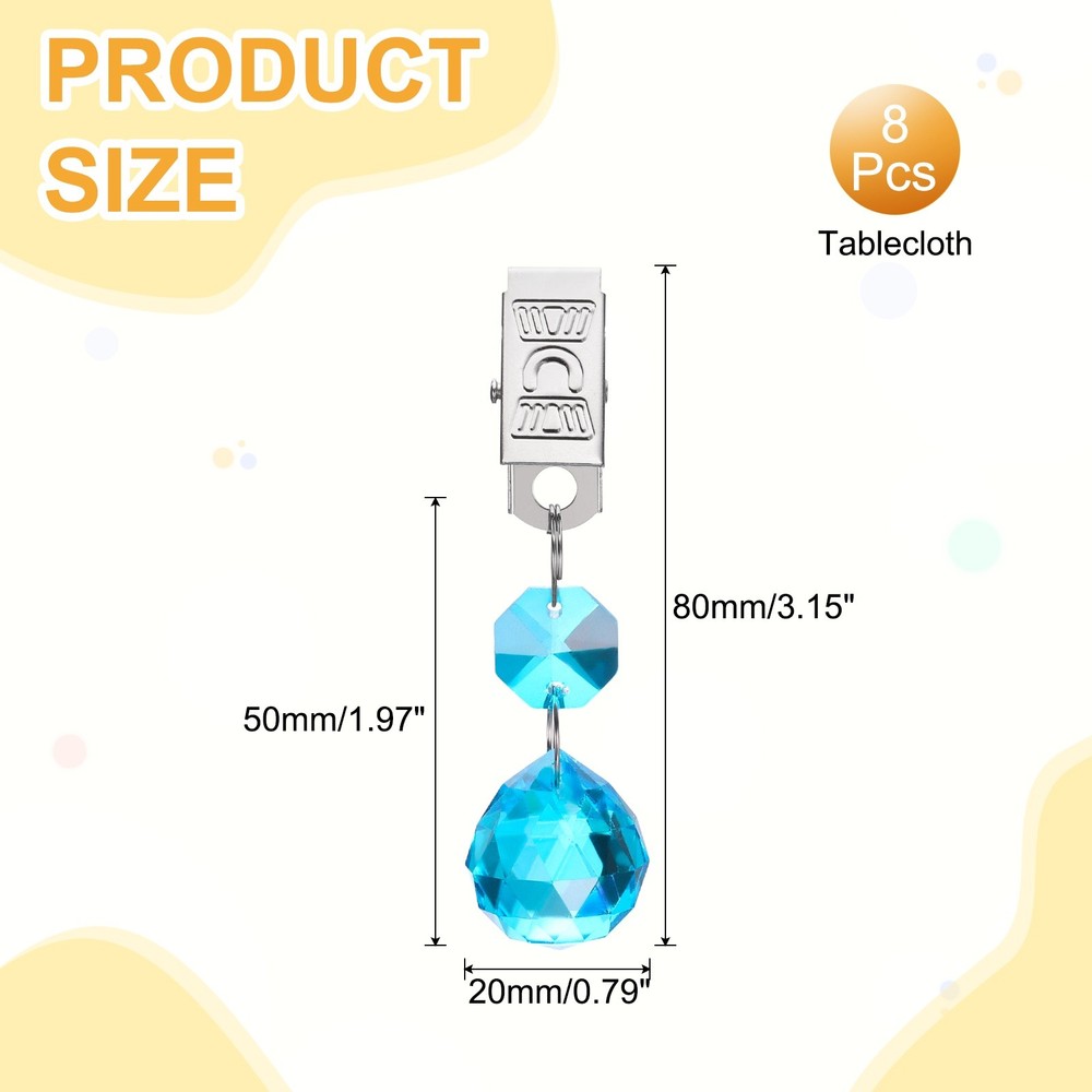 8Pcs Tablecloth Weights, Ball Shape Curtain Weight, Lake Blue