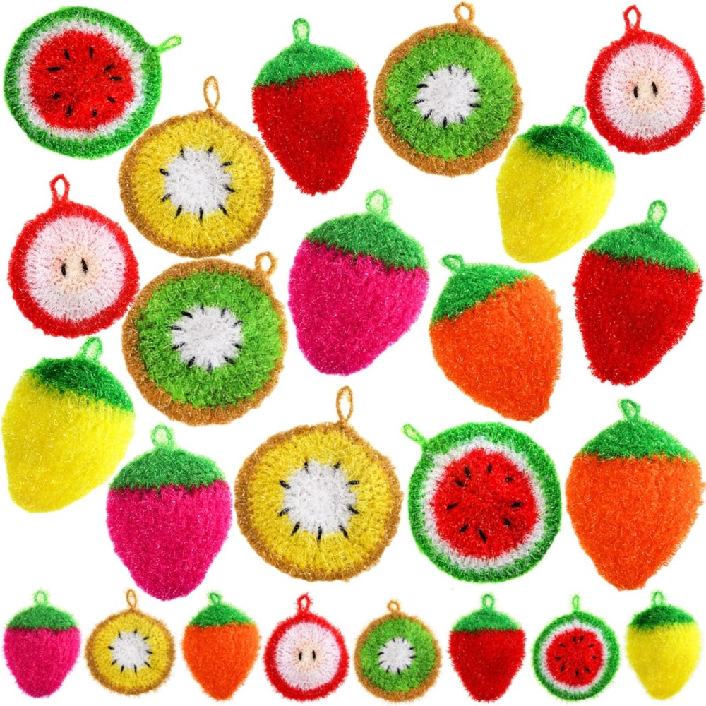 16 Pieces Fruit Dish Scrubber, Non Scratch Dish Washing Sponge, Double Layer ...