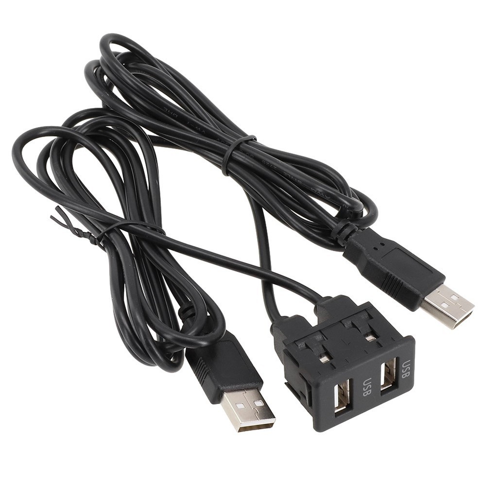 150CM Car-Dash Flush Mount AUX USB Port Panel Dual USB Extension Adapter Cable