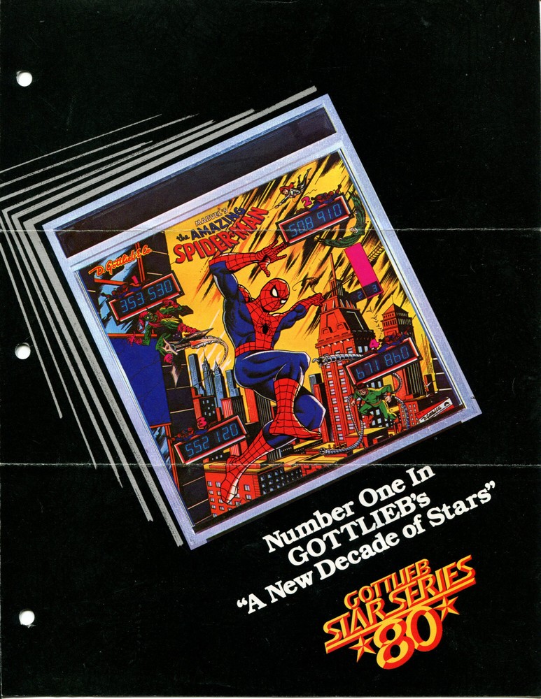 Spiderman Gottlieb Pinball Flyer / Brochure / Ad