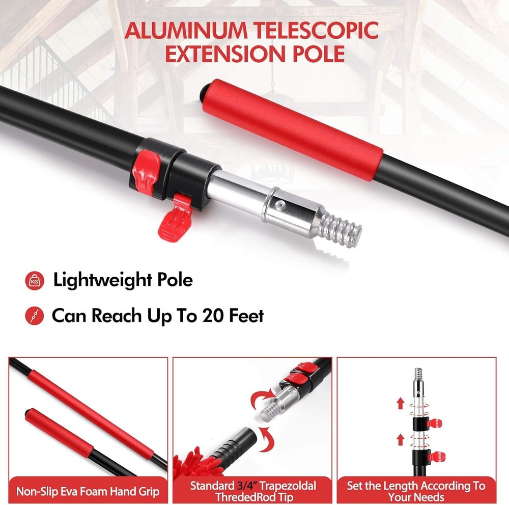 High Dusting Kit - Telescopic Pole & Microfiber Duster