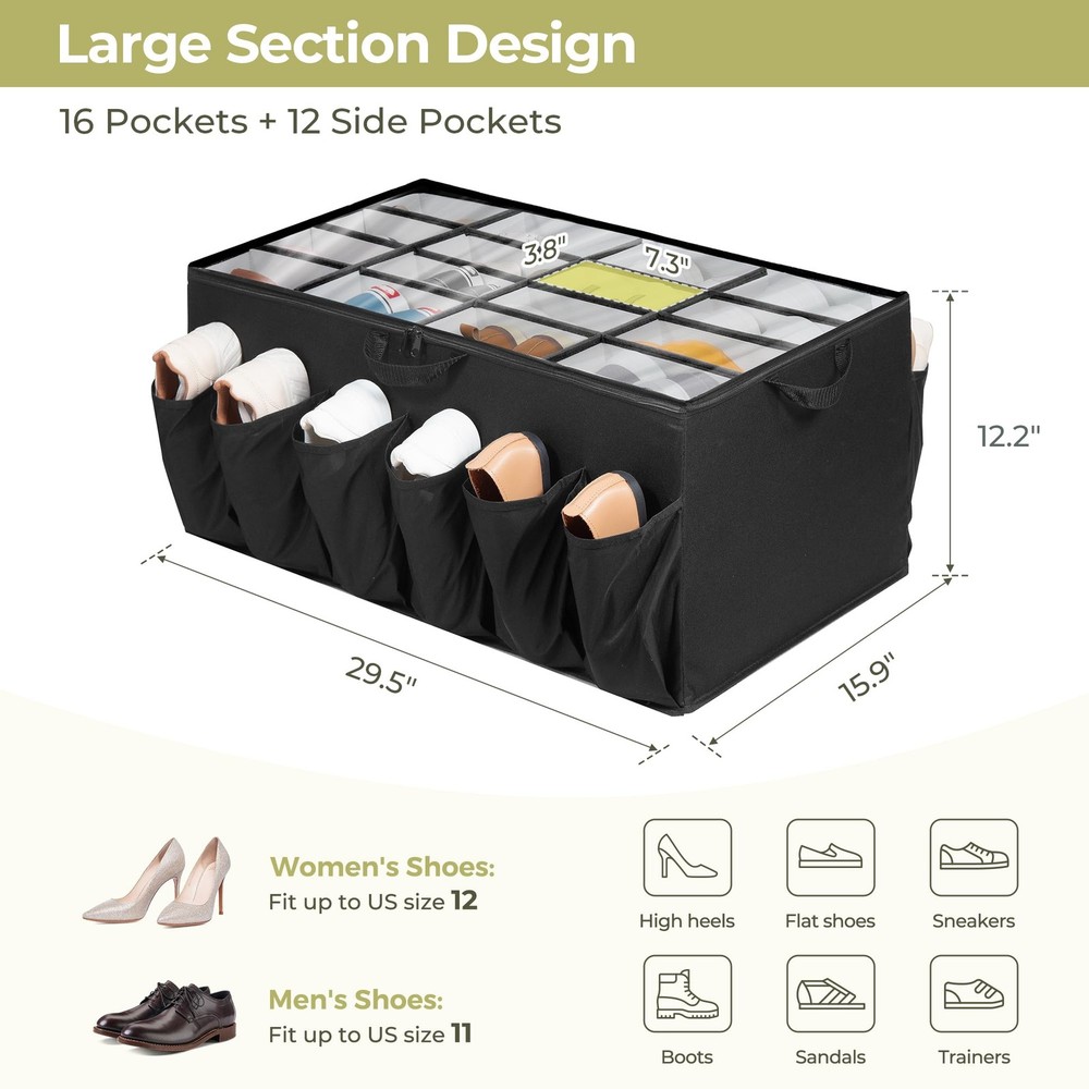 STORAGEIDEAS Shoe Organizer for Closet, Storage 1 Pack Large, Black