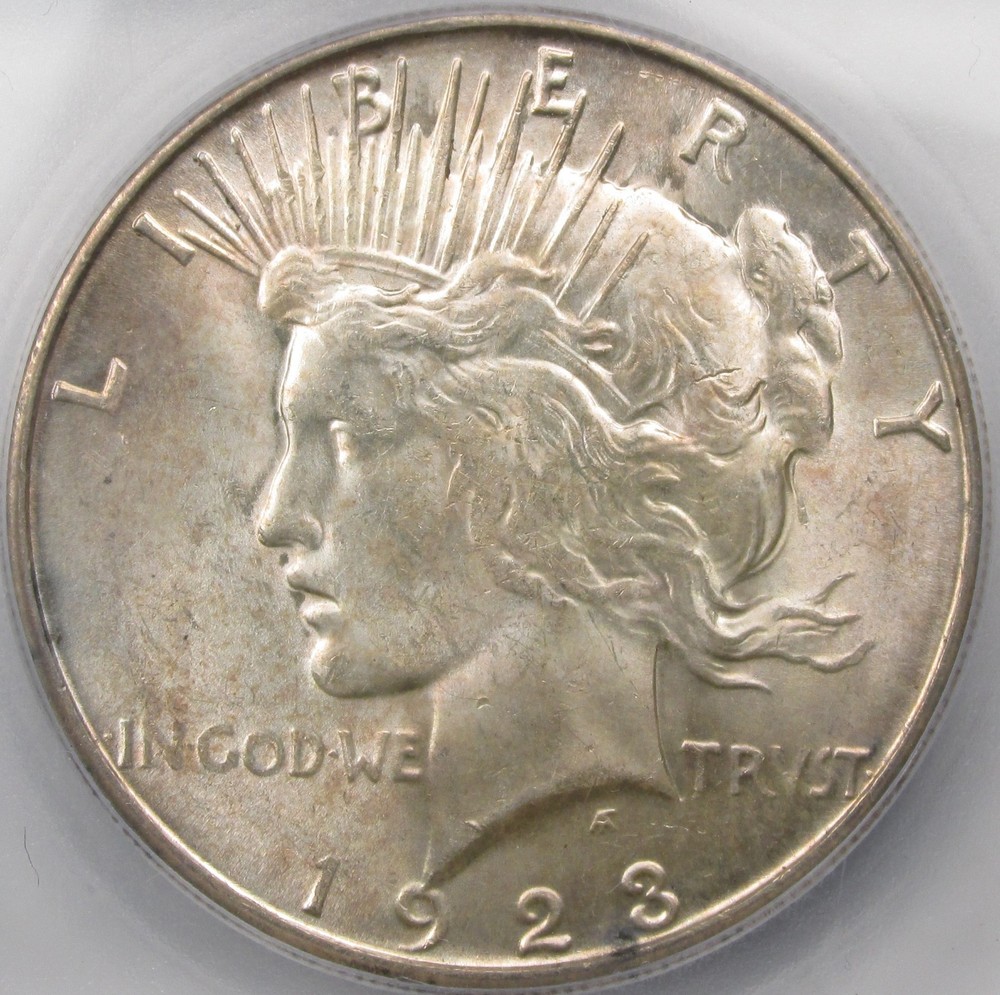 1923-S Peace Dollar, ICG MS 64, Bright, Light Toning