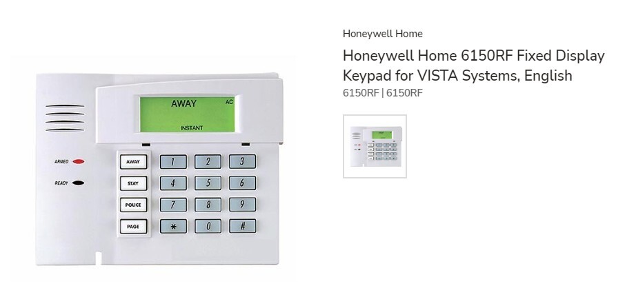 Honeywell 6150RF Wireless Fixed English Keypad with Integrated Transceiver -...